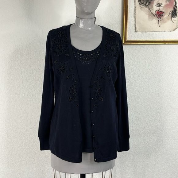 Escada Cashmere Beaded Sweater Cardigan Shell Set - Picture 4 of 13